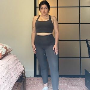Grey Girlfriend Collective bra + leggings set